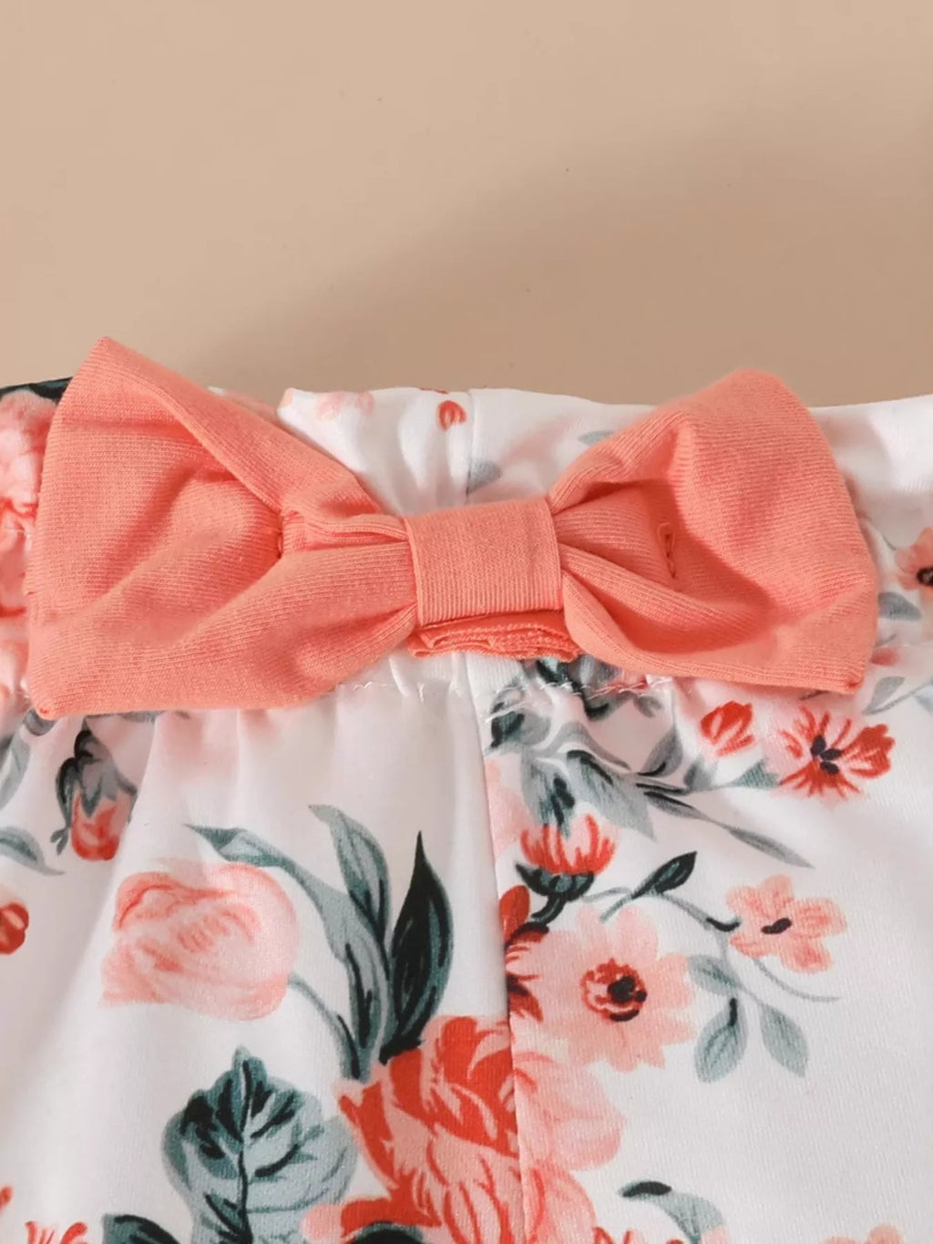 Children's Ruffled Bodysuit and Floral Shorts Set with Headband
