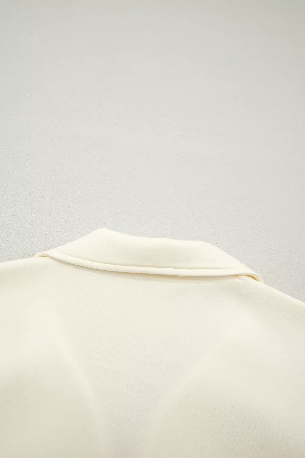 Zipped up Collared Ruffled Short Sleeve Blouse