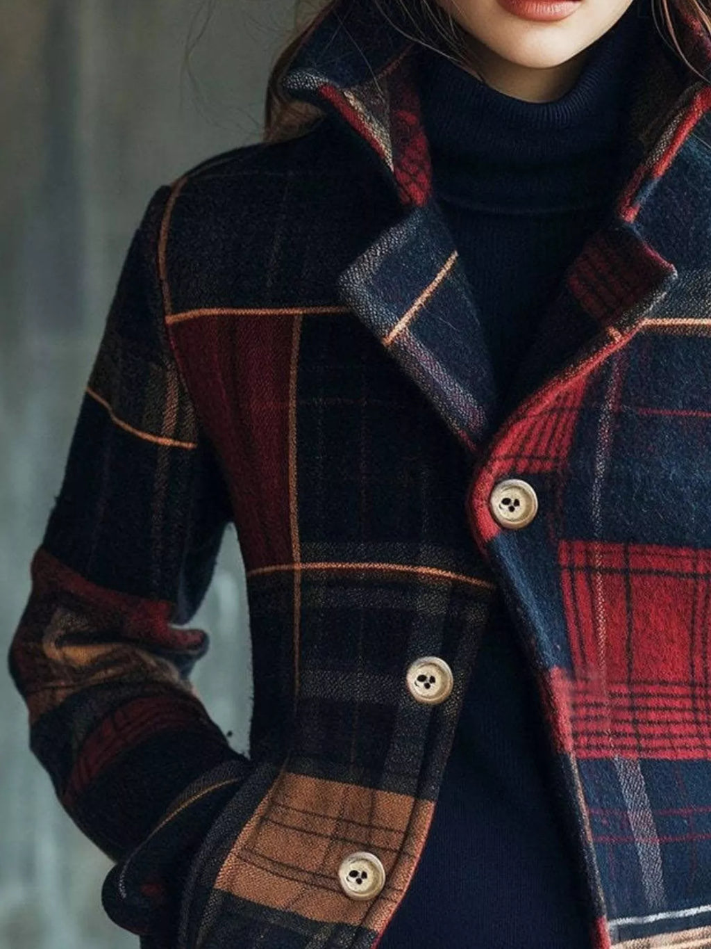 Plaid Button Up Blazer