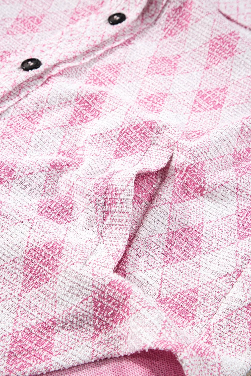 Geometric Print Textured Flap Pocket Shacket