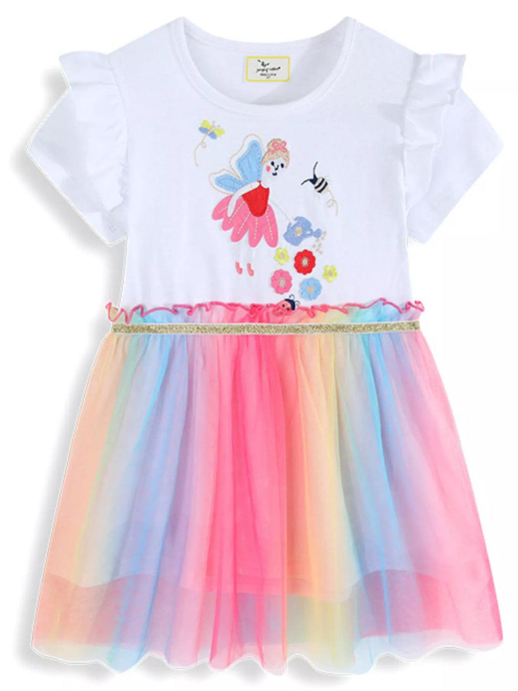 Children's Fairy Applique Rainbow Tulle Dress