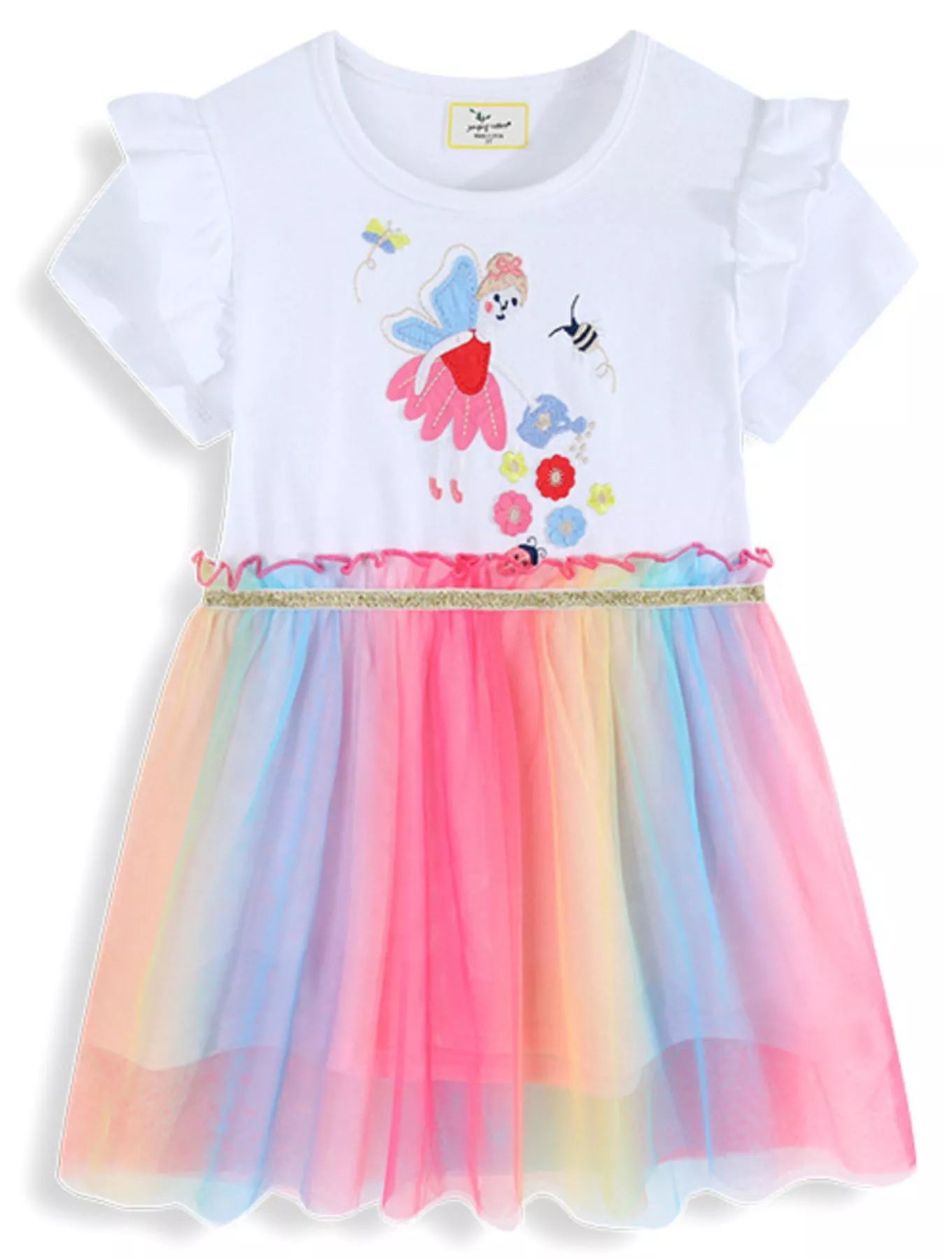 Children's Fairy Applique Rainbow Tulle Dress