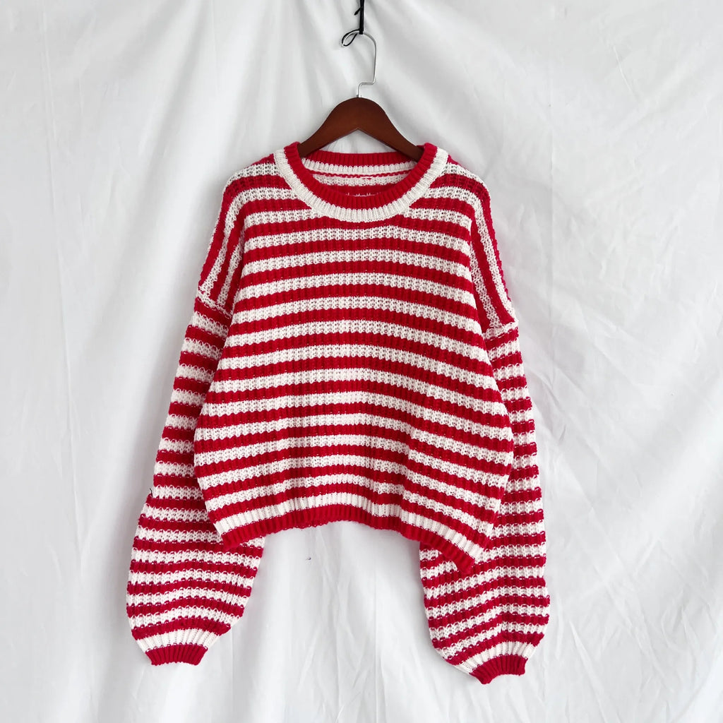 Oversized Striped Drop Shoulder Sweater