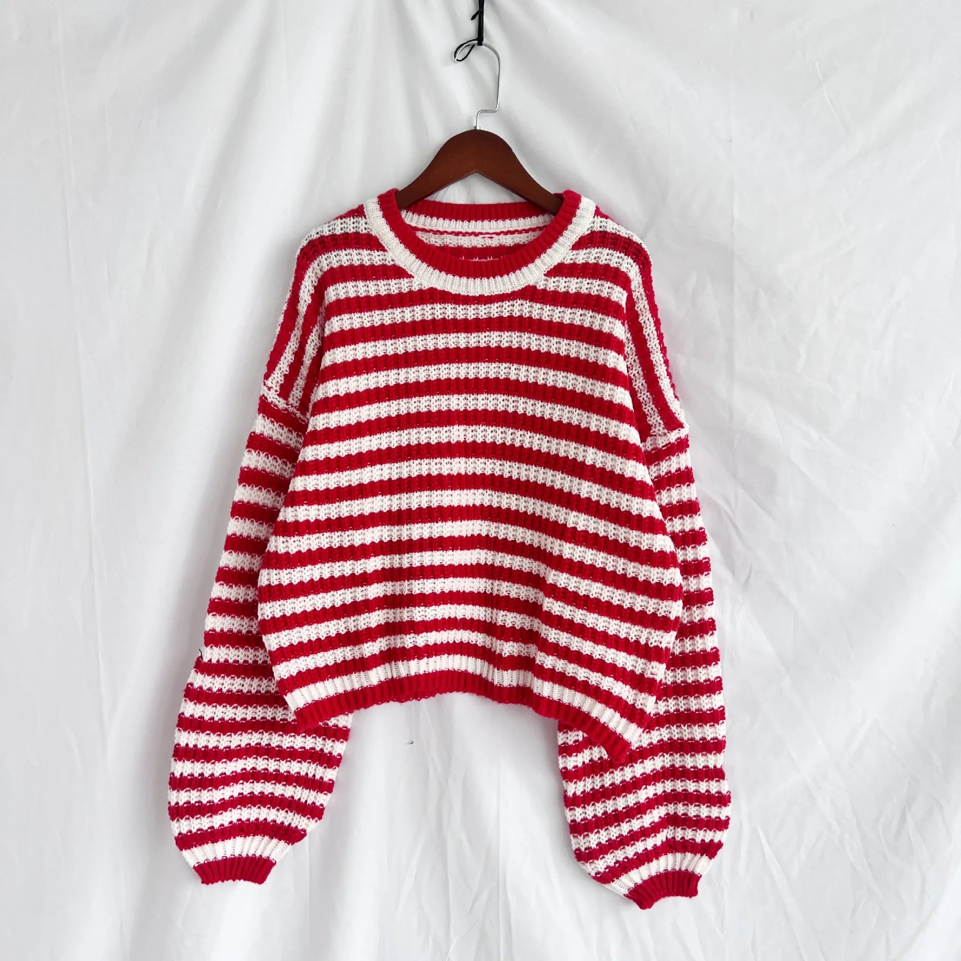 Oversized Striped Drop Shoulder Sweater
