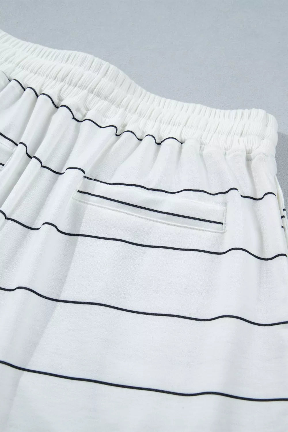 Stripe Half Sleeve Tee and Drawstring Shorts Set