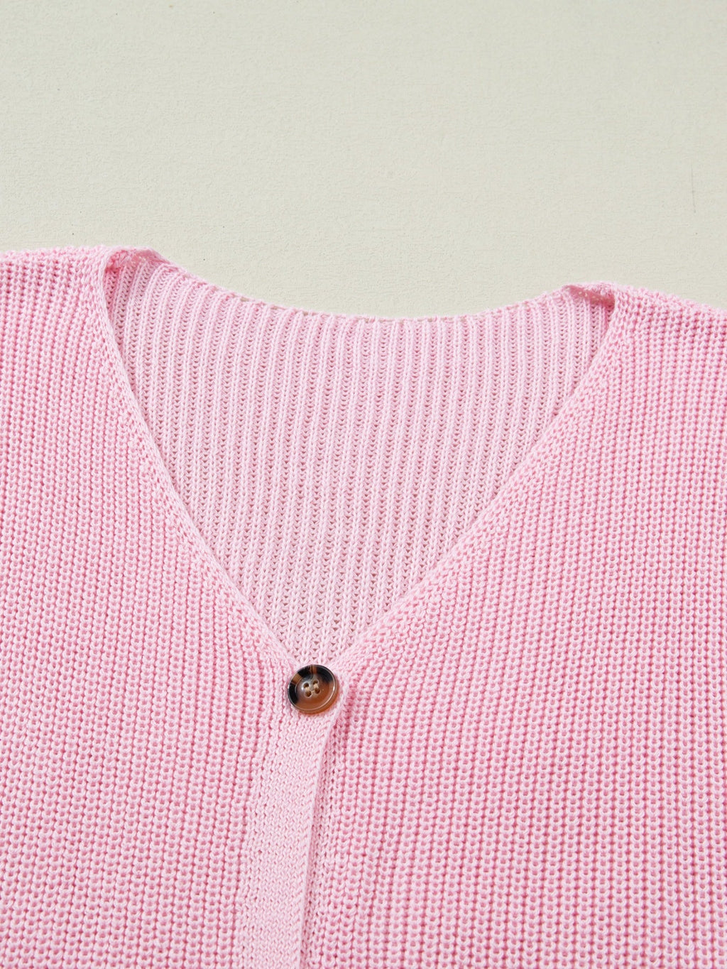 Solid Color Knit V Neck Button Front Sweater Vest