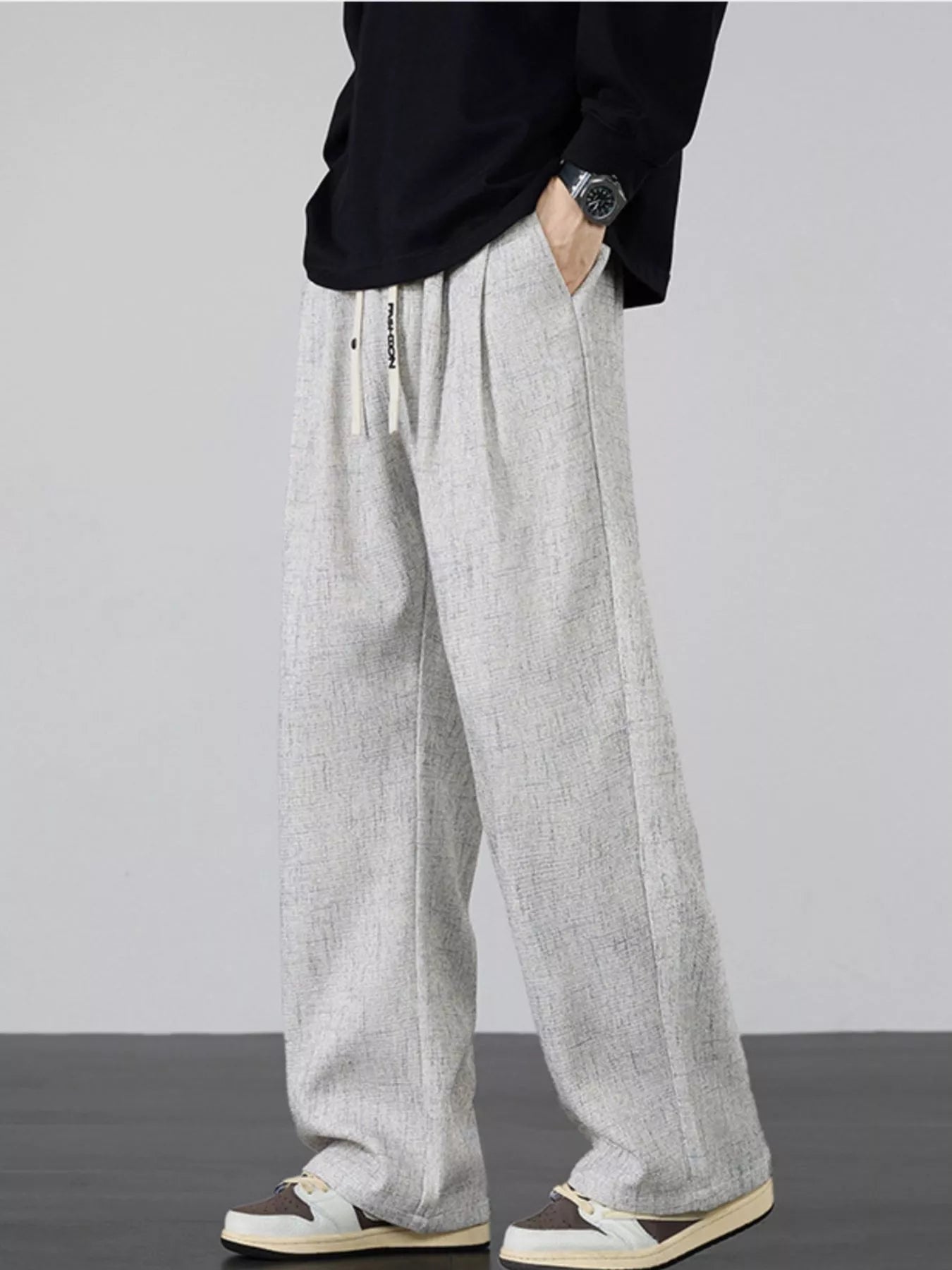 Men's Plus Size Casual Wide Leg Pants
