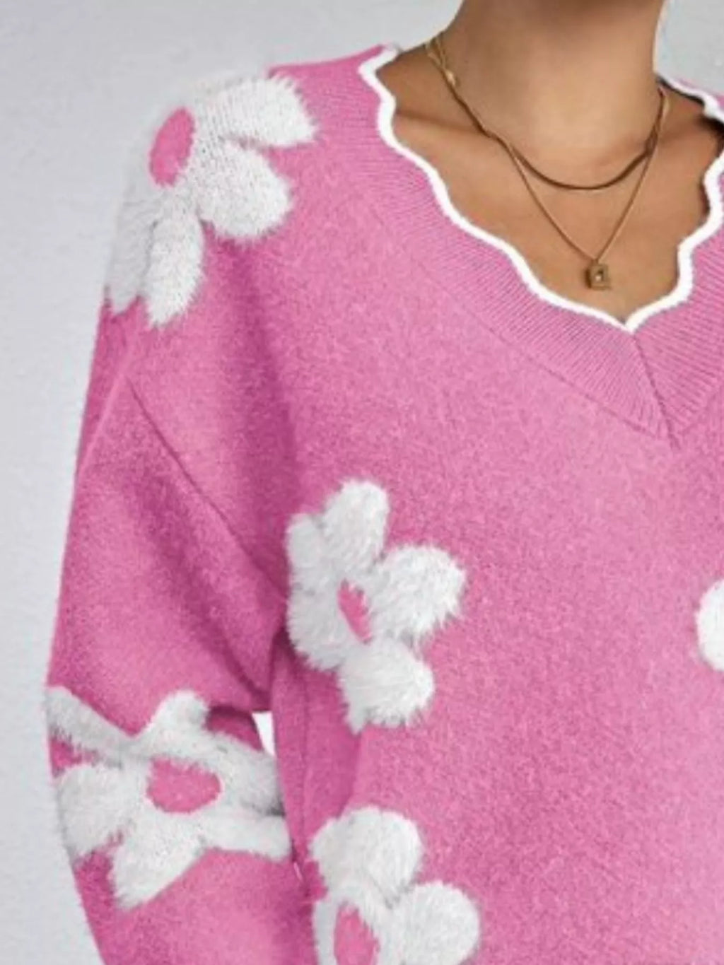 Floral V-Neck Long Sleeve Sweater
