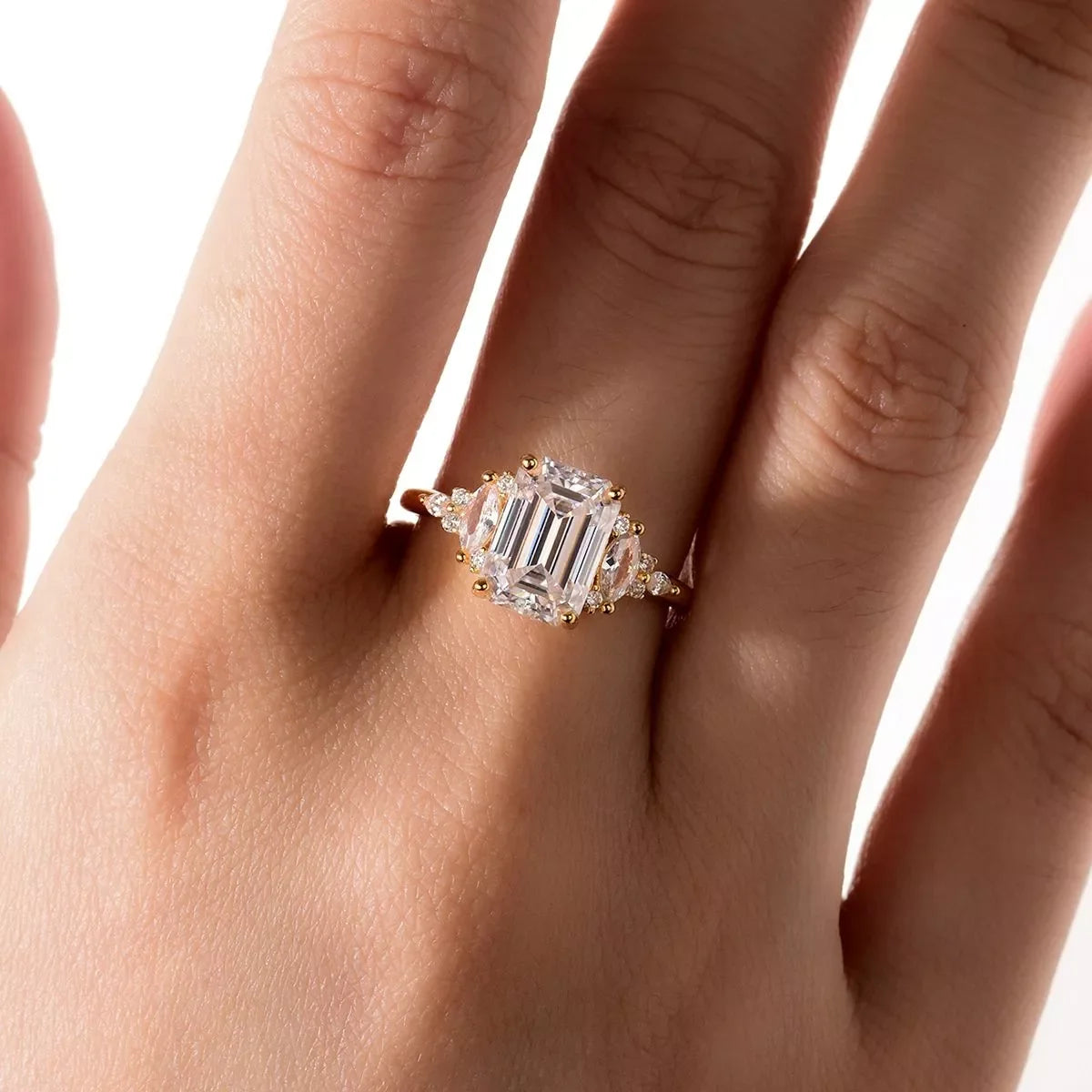 3 Carat Moissanite 925 Sterling Silver Rectangle Ring