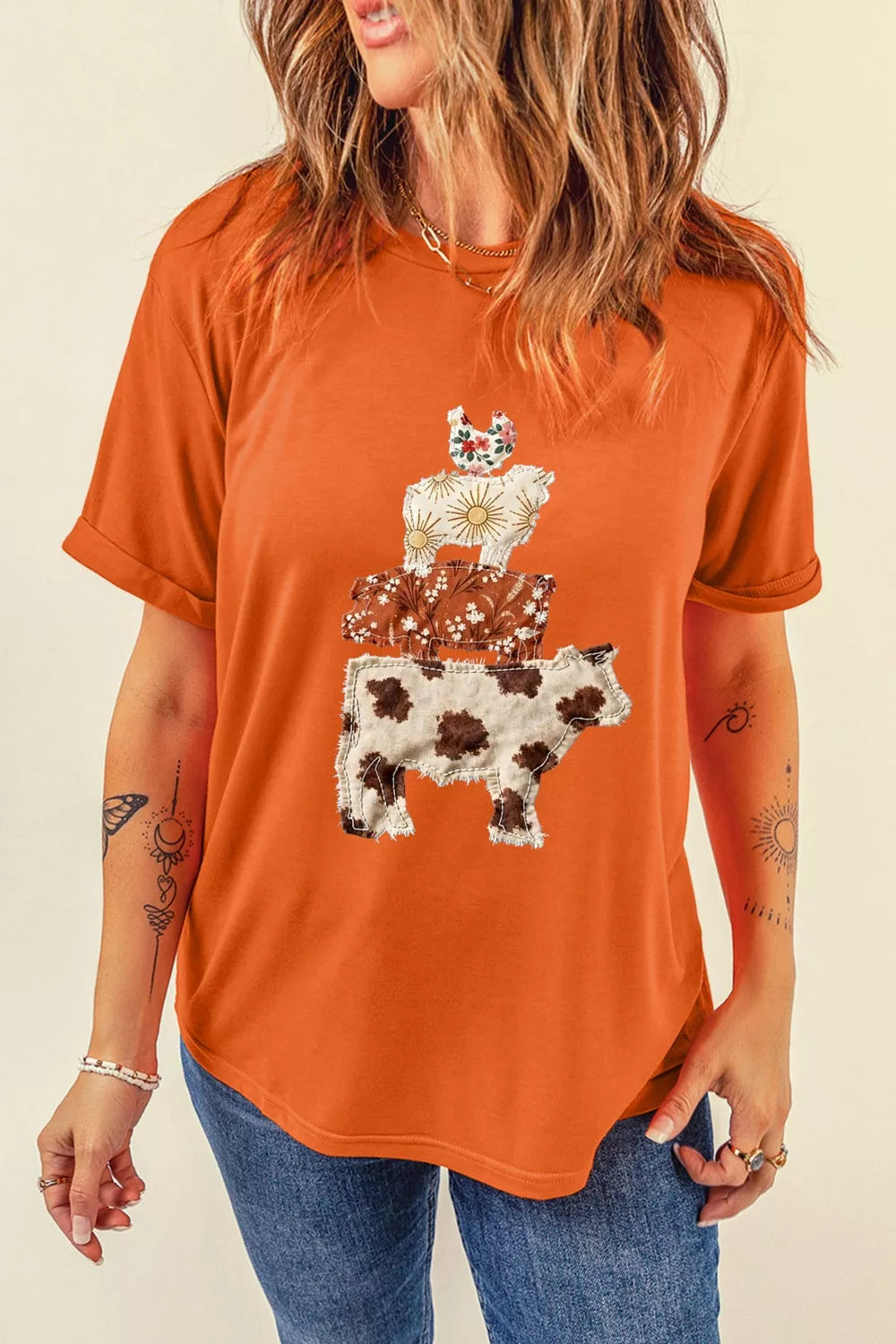 Unique Animal Design Short Sleeve T Shirt