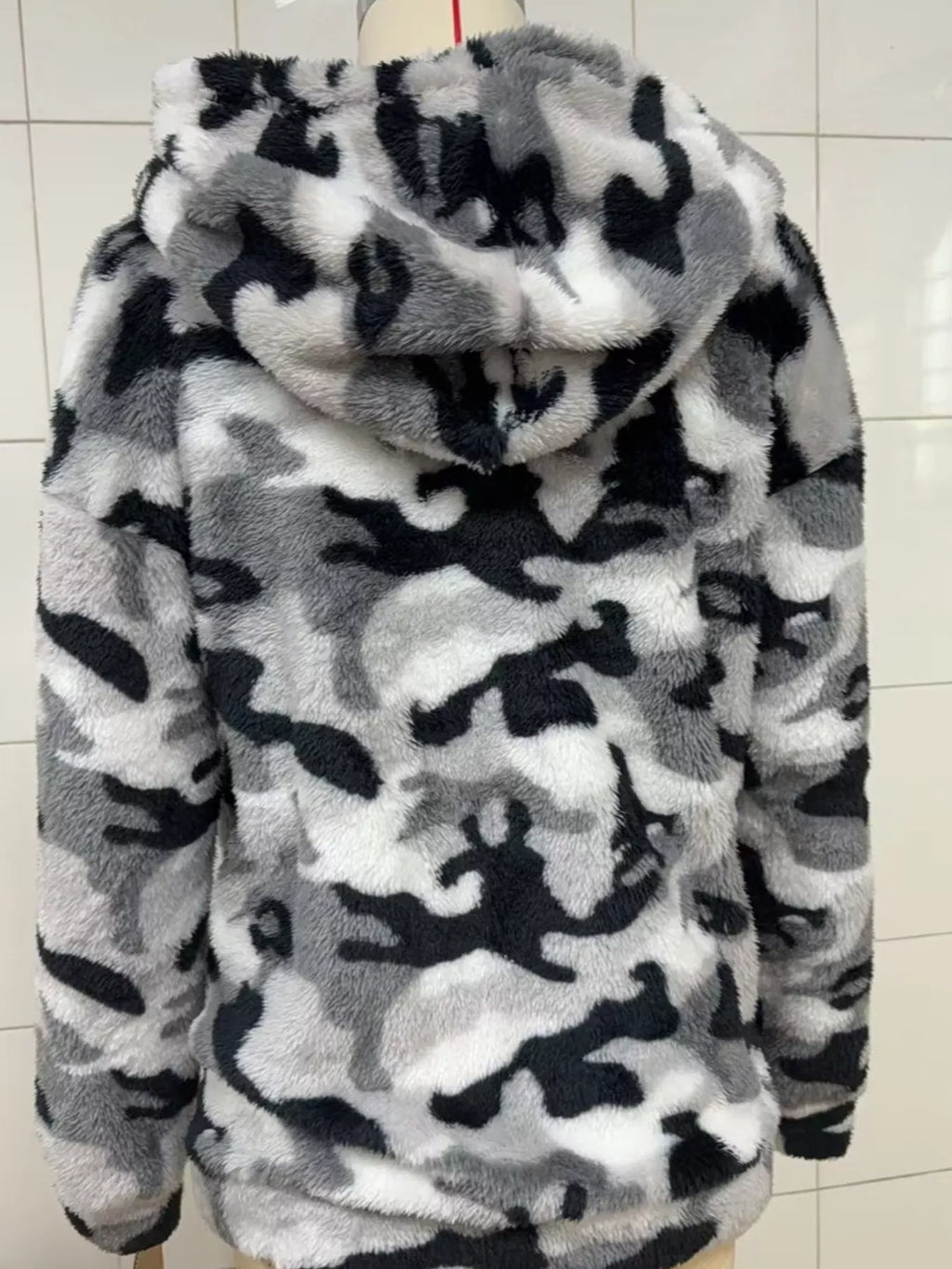 Fuzzy Camo Zip-Up Hoodie