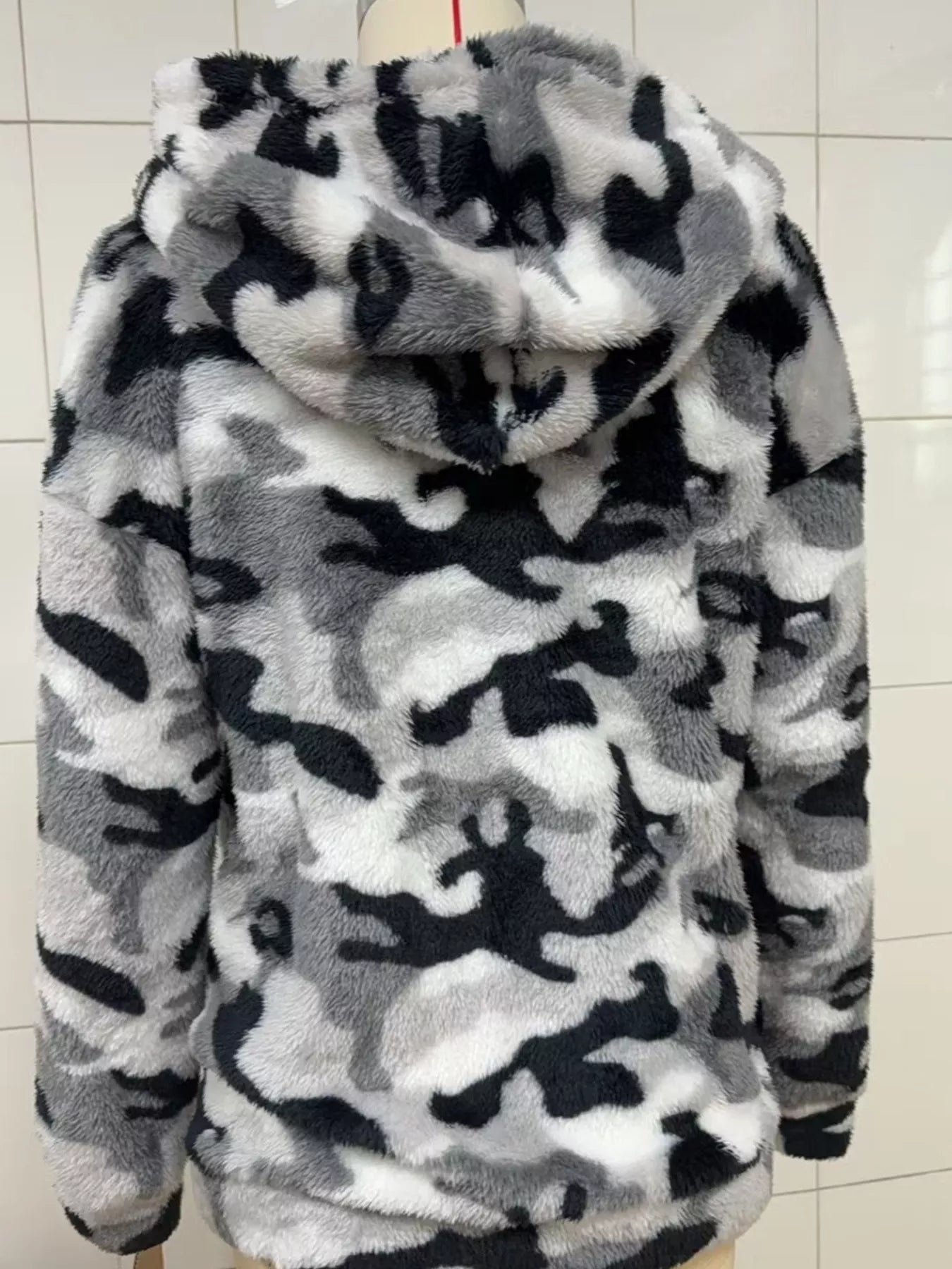 Fuzzy Camo Zip-Up Hoodie