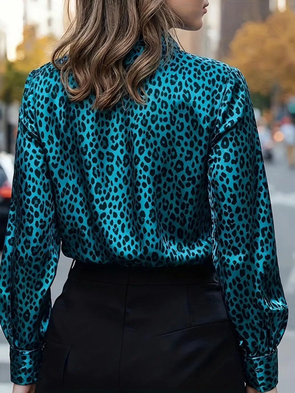 Leopard Button Up Long Sleeve Shirt