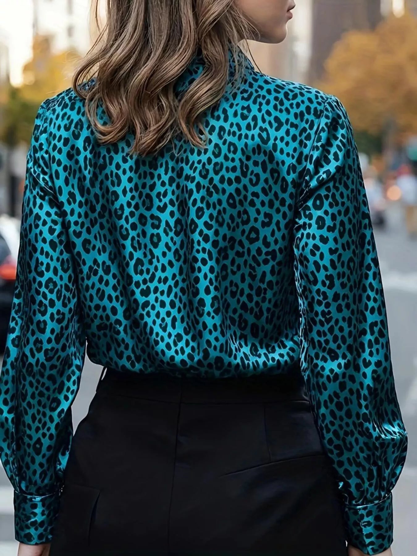 Leopard Button Up Long Sleeve Shirt