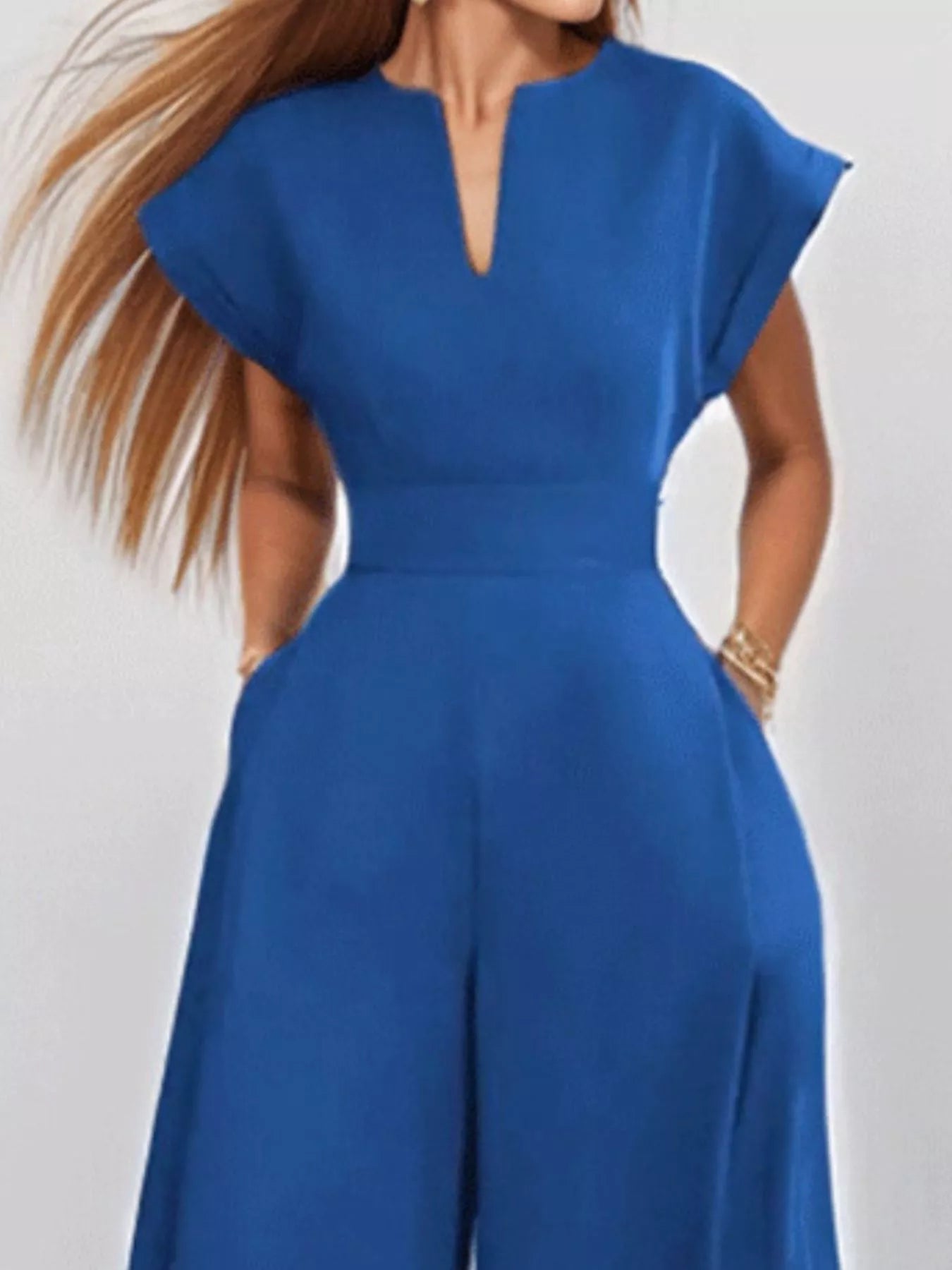 Full Size Notched Wide Leg Jumpsuit Plus Size