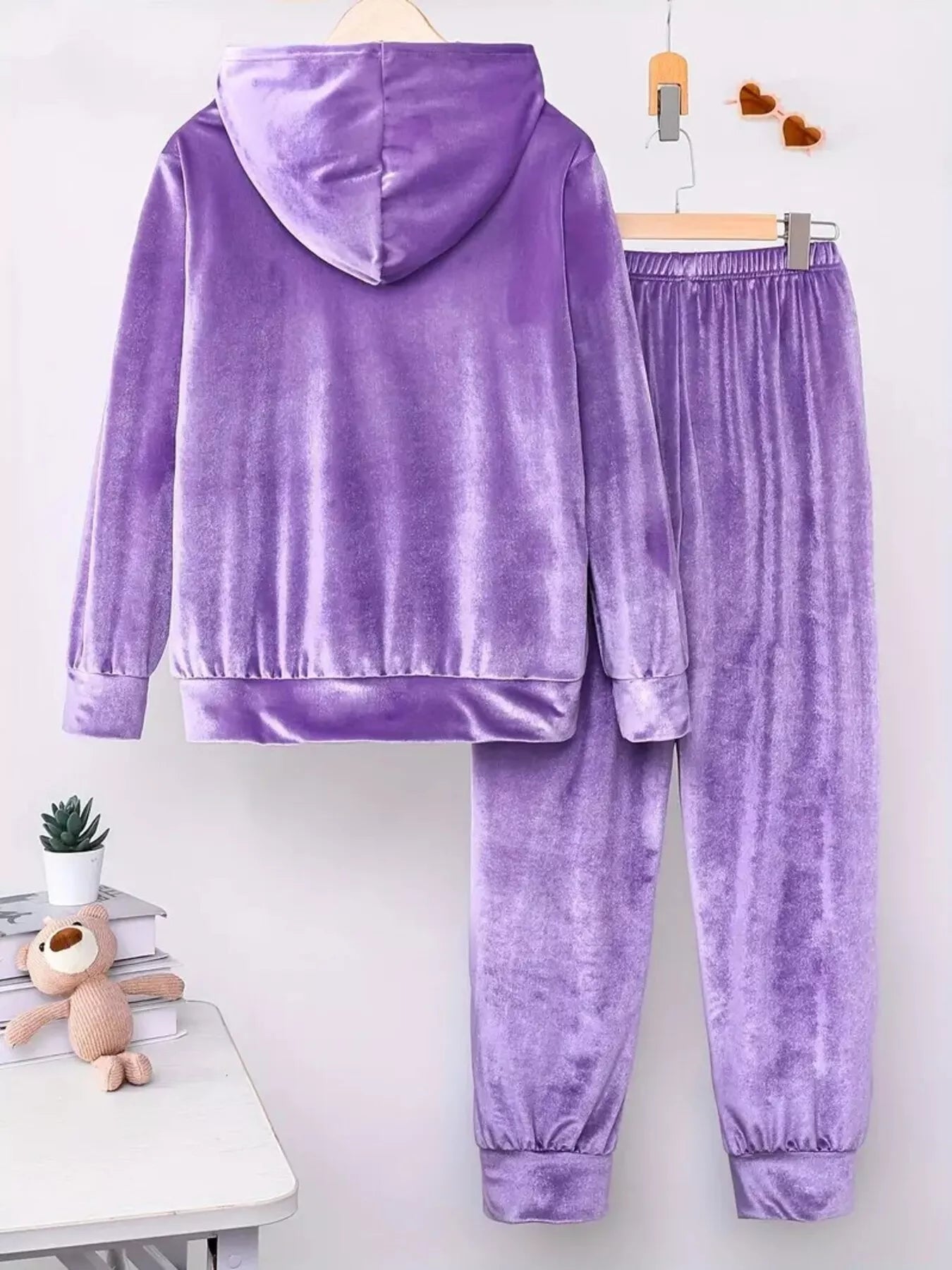 Full Size Velvet Hoodie and Pants Set Plus Size