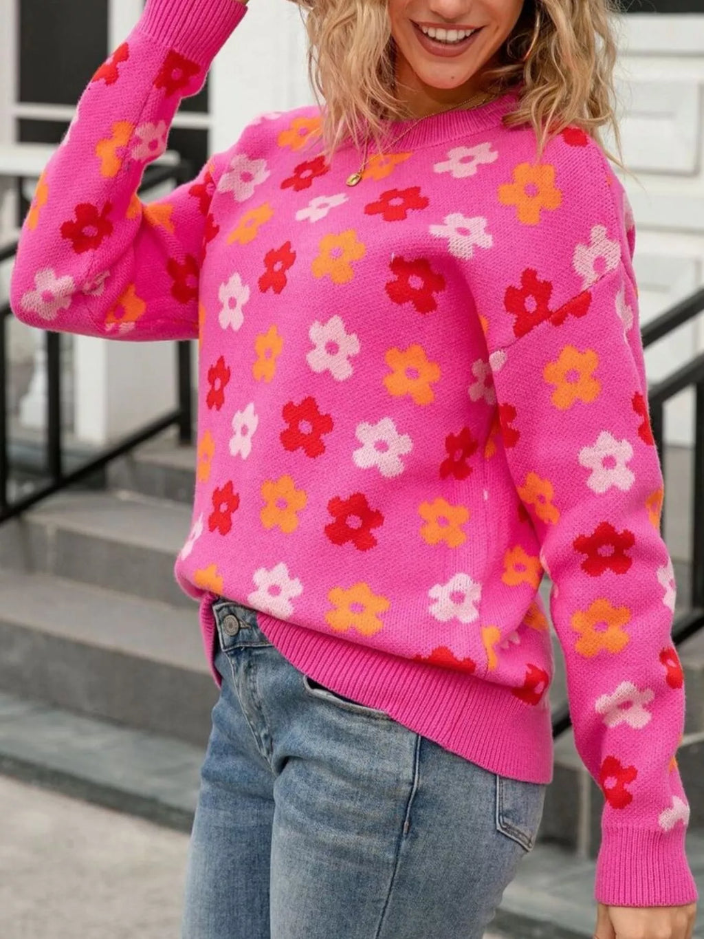 Floral Crew Neck Sweater