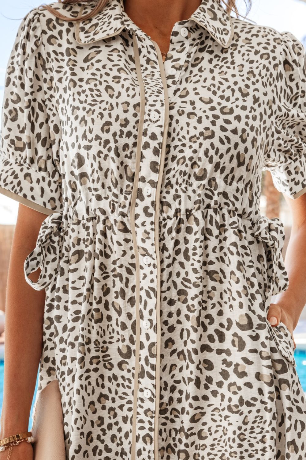 Leopard Print Button-Down Midi Dress