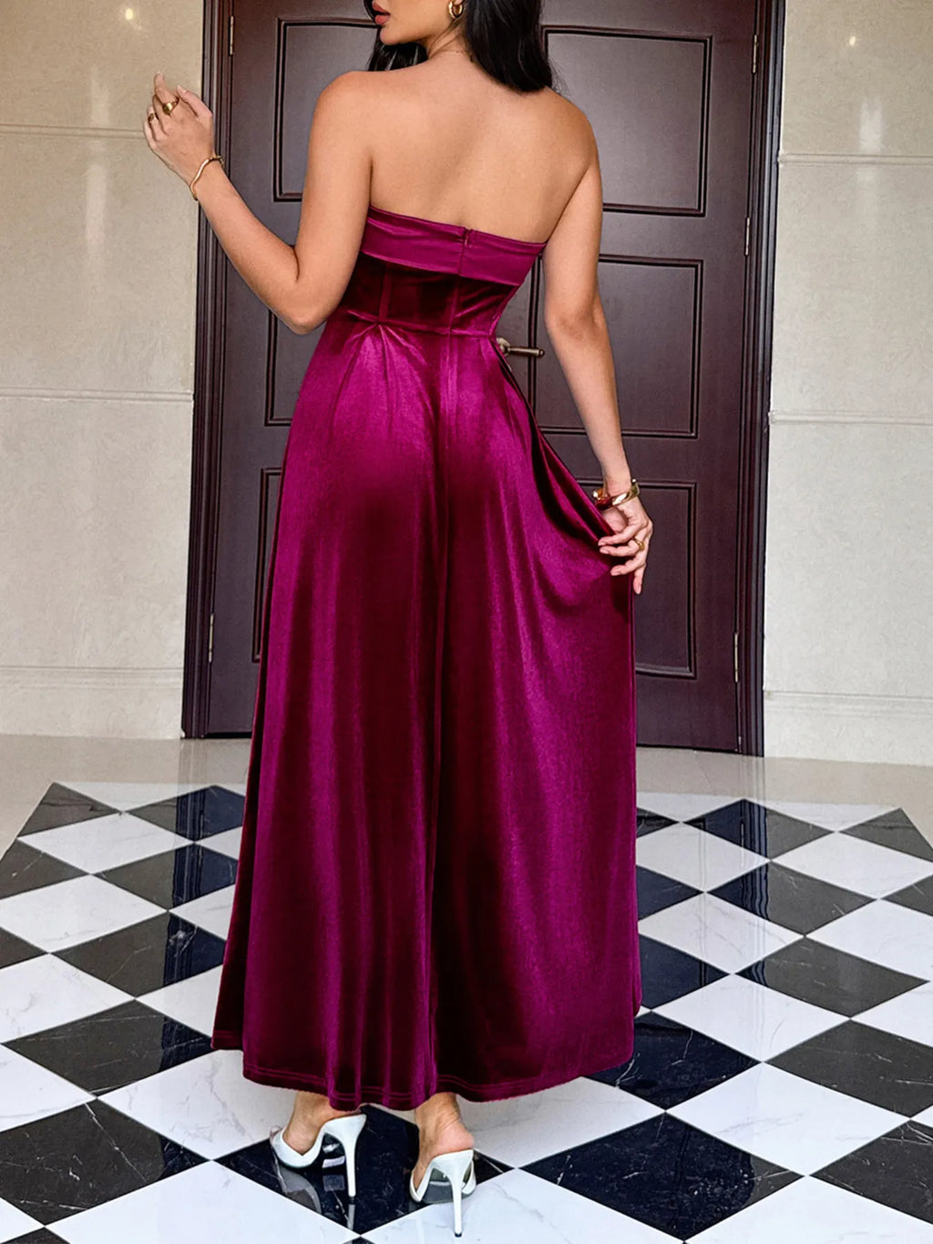 Ruched Tube Midi Dress
