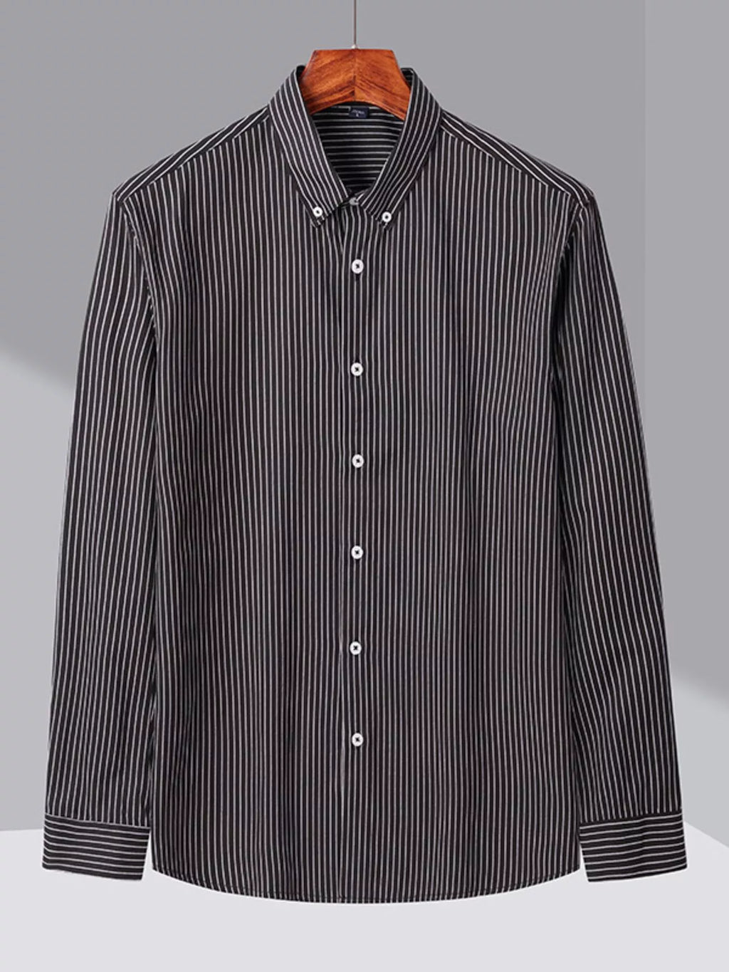 Men's Full Size Casual Striped Button-Down Shirt Plus Size