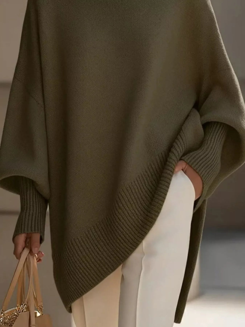 Oversized Batwing Sleeve Knit Sweater