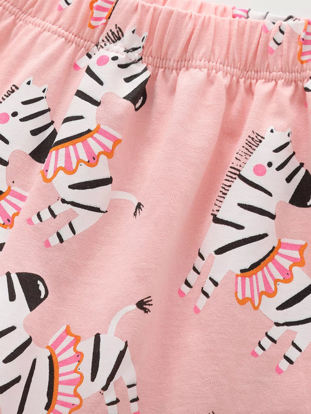 Children's Zebra Print Round Neck Top and Shorts Set