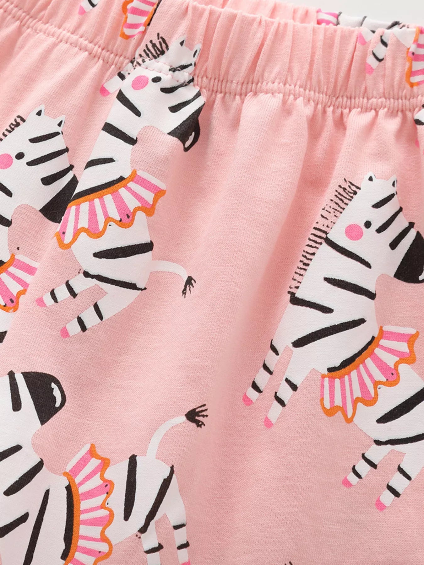 Children's Zebra Print Round Neck Top and Shorts Set