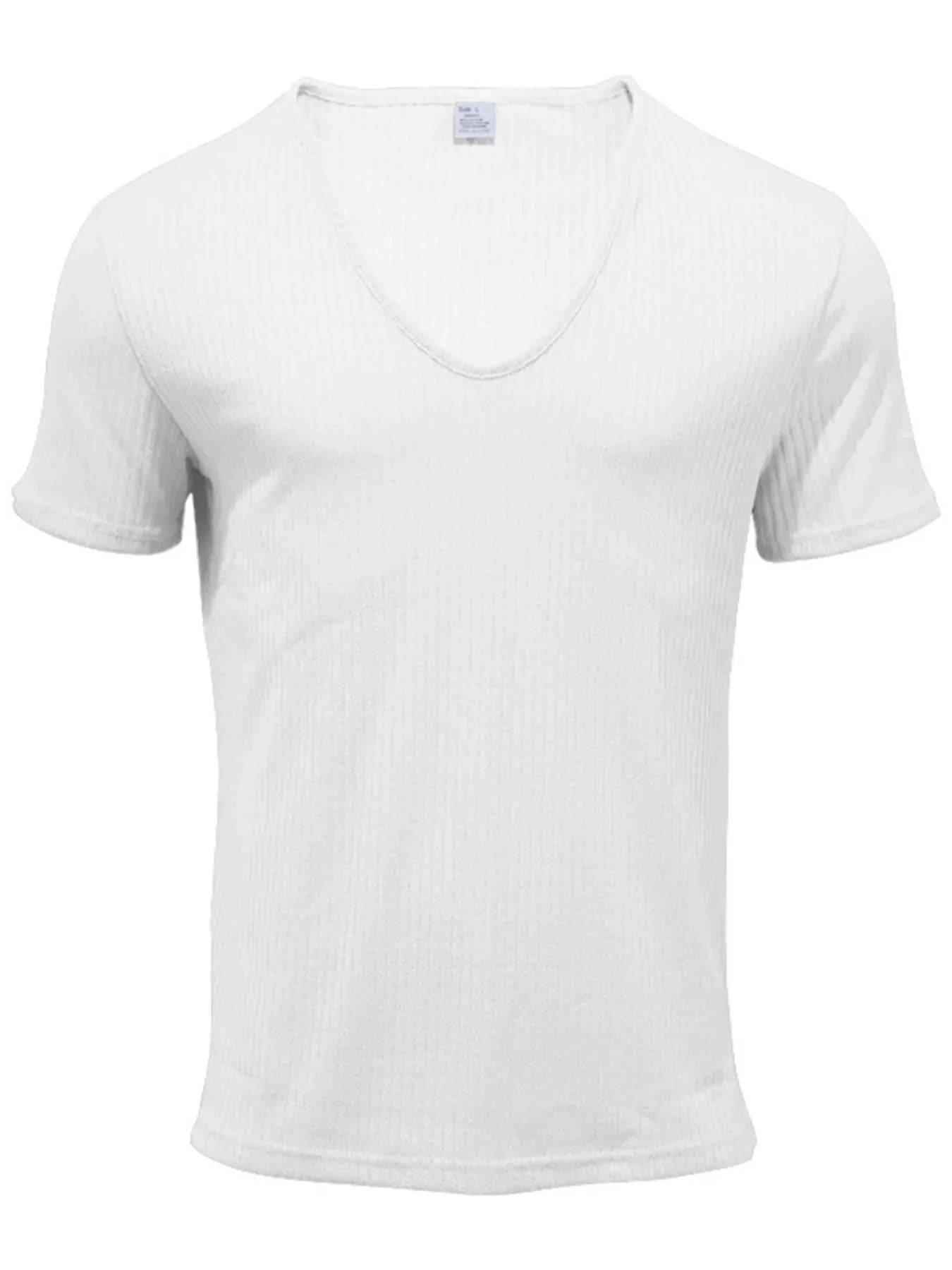 Men's Full Size Ribbed V-Neck T-Shirt Plus Size