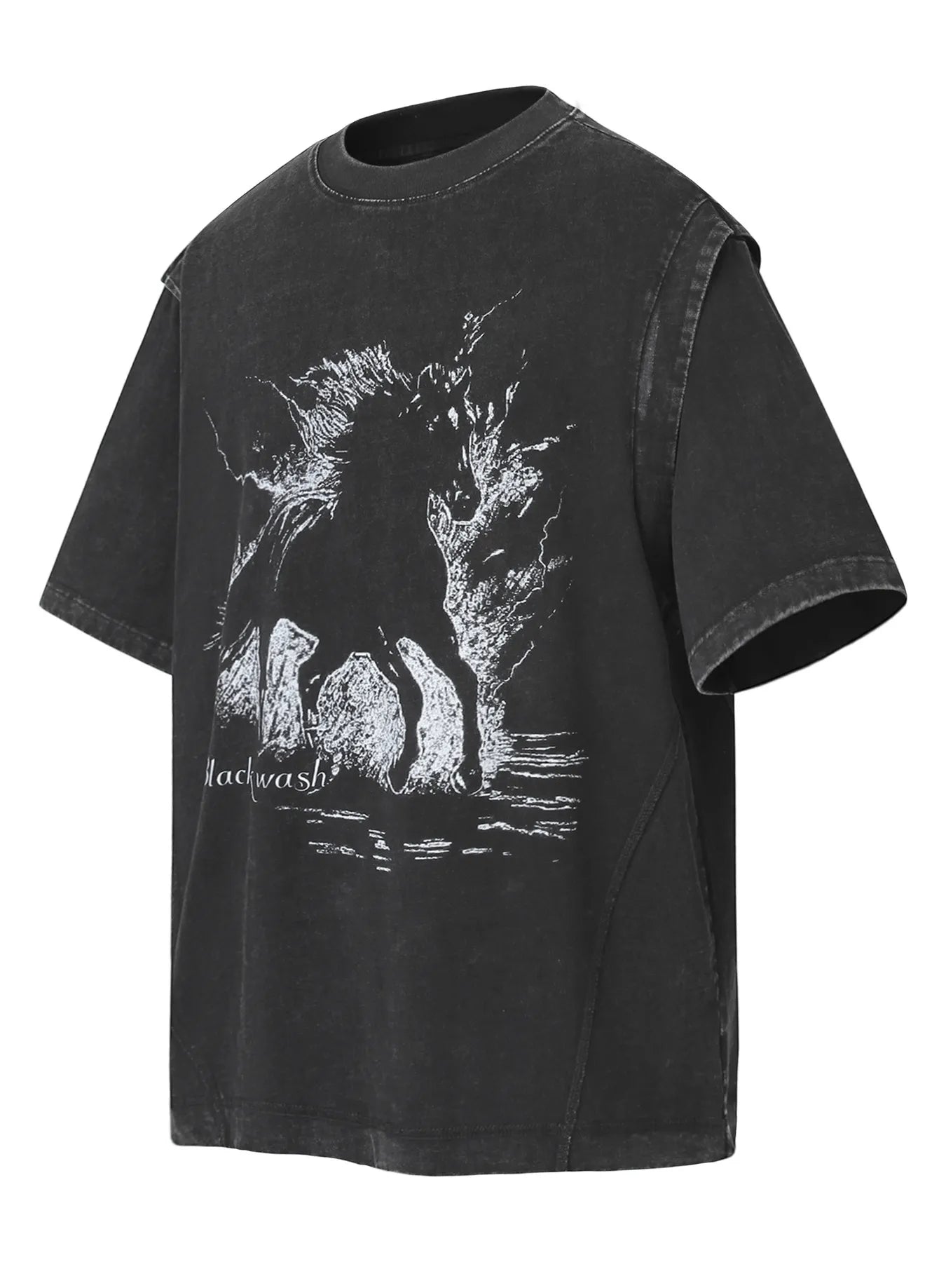Men's Wash Graphic Round Neck T-Shirt