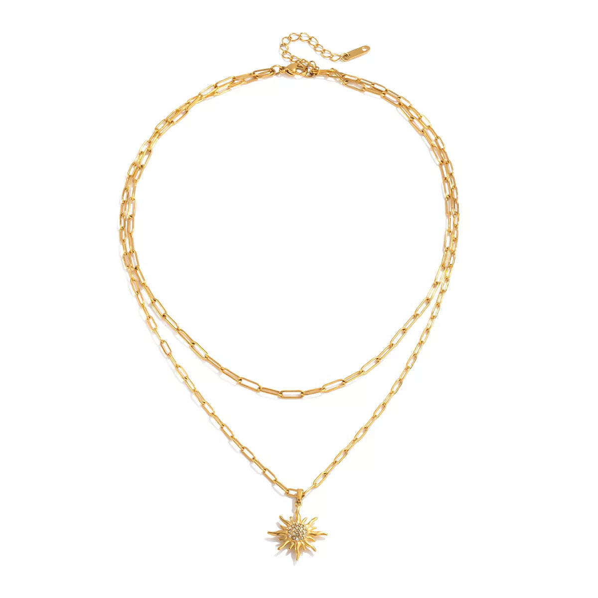 18K Gold-Plated Double Layered Pendant Necklace