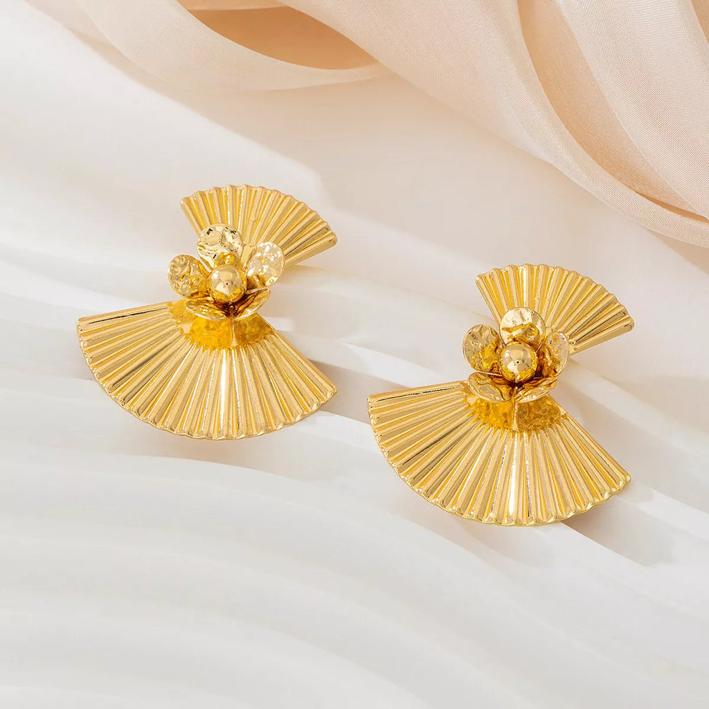 18K Gold-Plated Alloy Fan Earrings