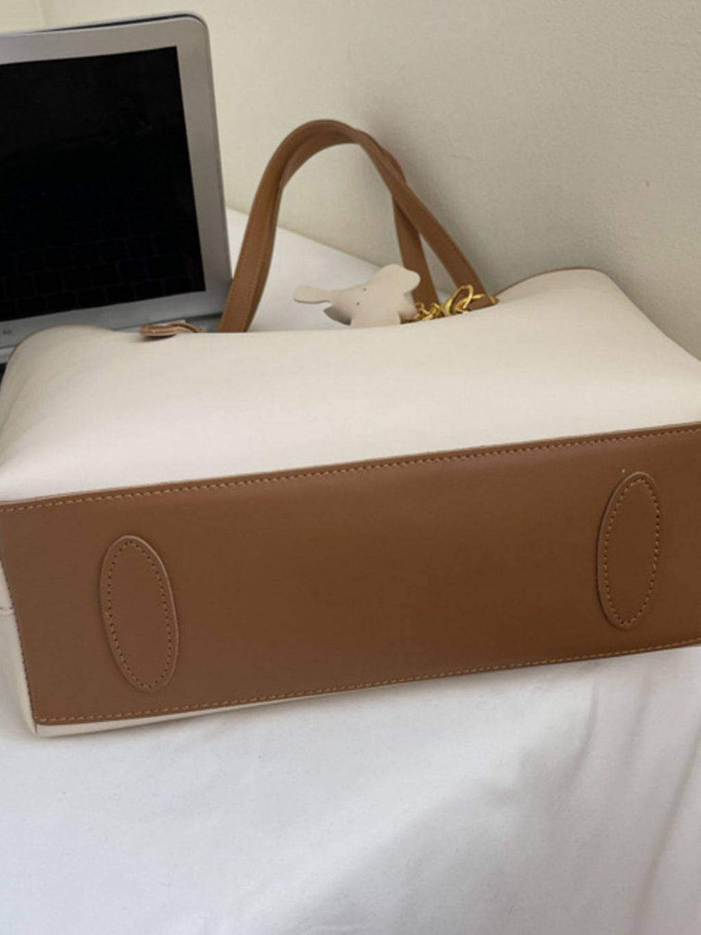 Contrast Leather Shoulder Bag