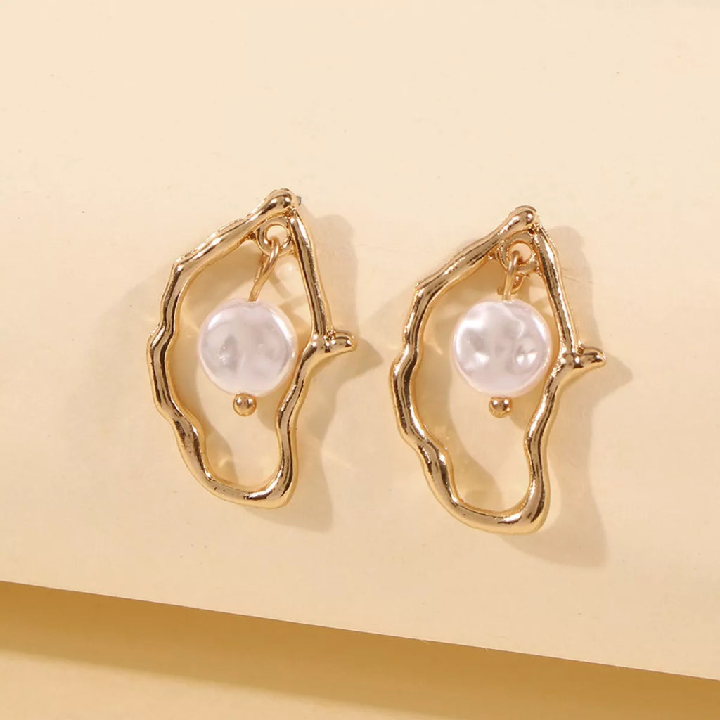 18K Gold-Plated Pearl Earrings