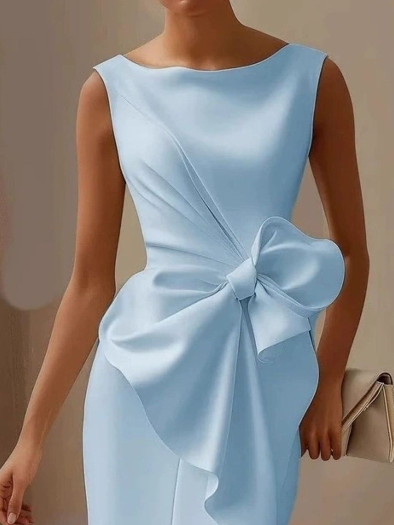 Full Size Bowknot Front Sleeveless Dress Plus Size