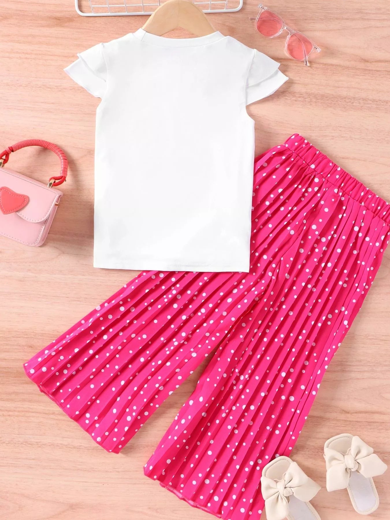 Children's Graphic Tee & Polka Dot Pleated Pants Set