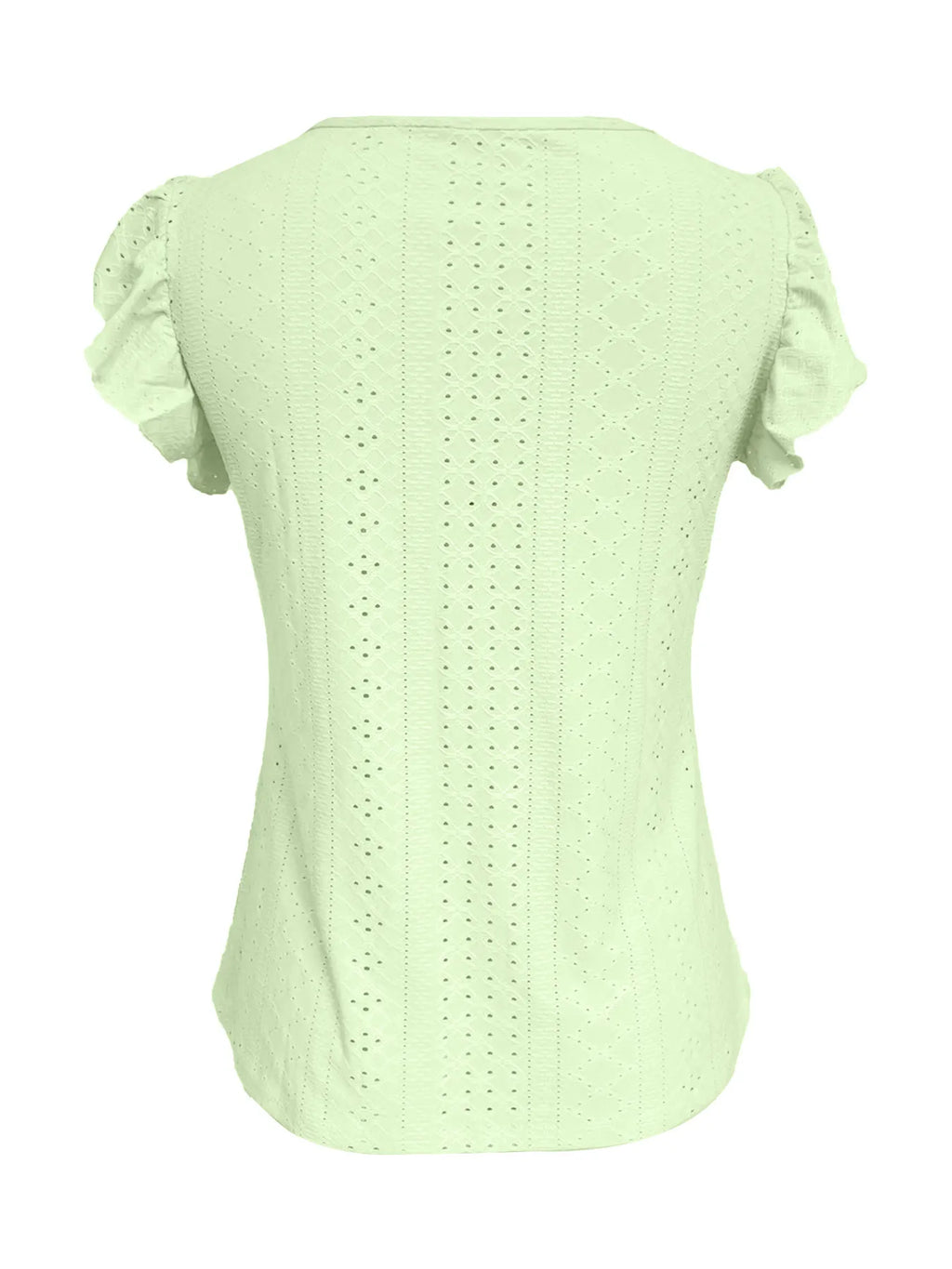 Eyelet Button-Front Flutter Sleeve Top