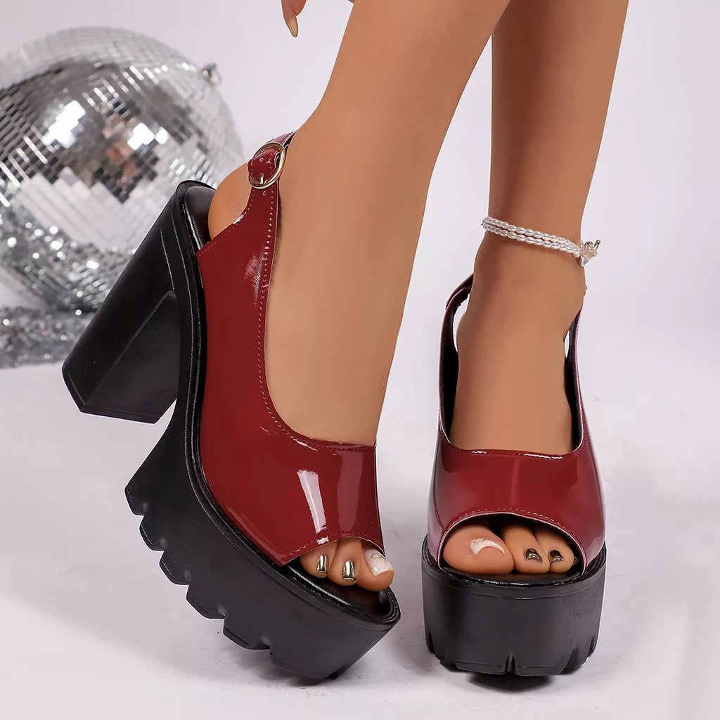 Open Toe Block Heels Sandals