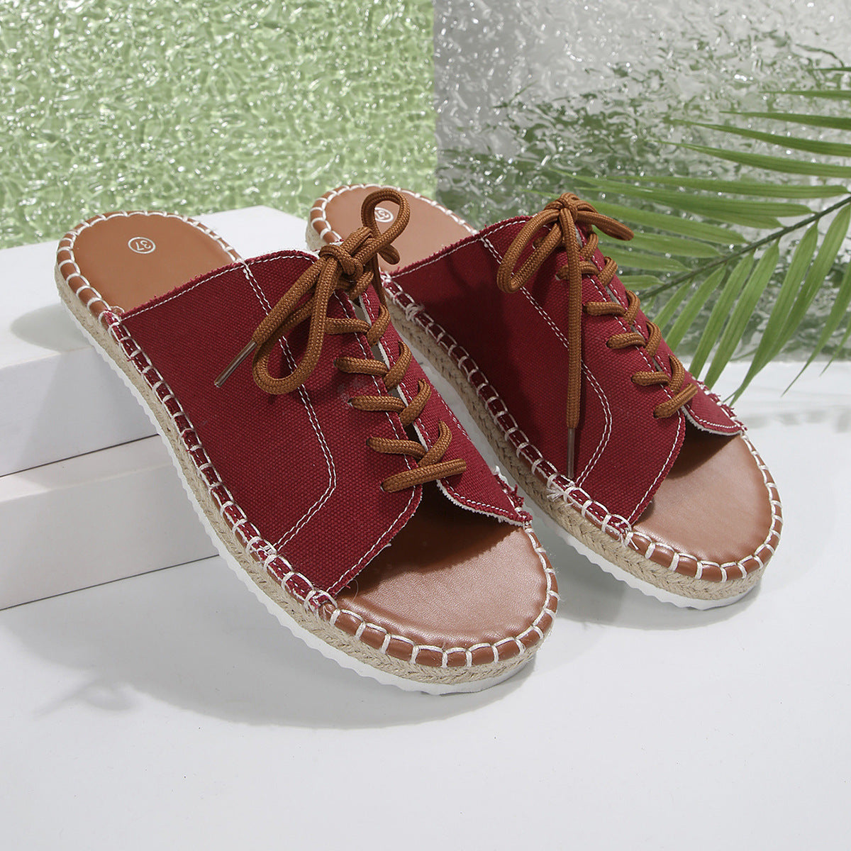 Open Toe Lace Up Sandals