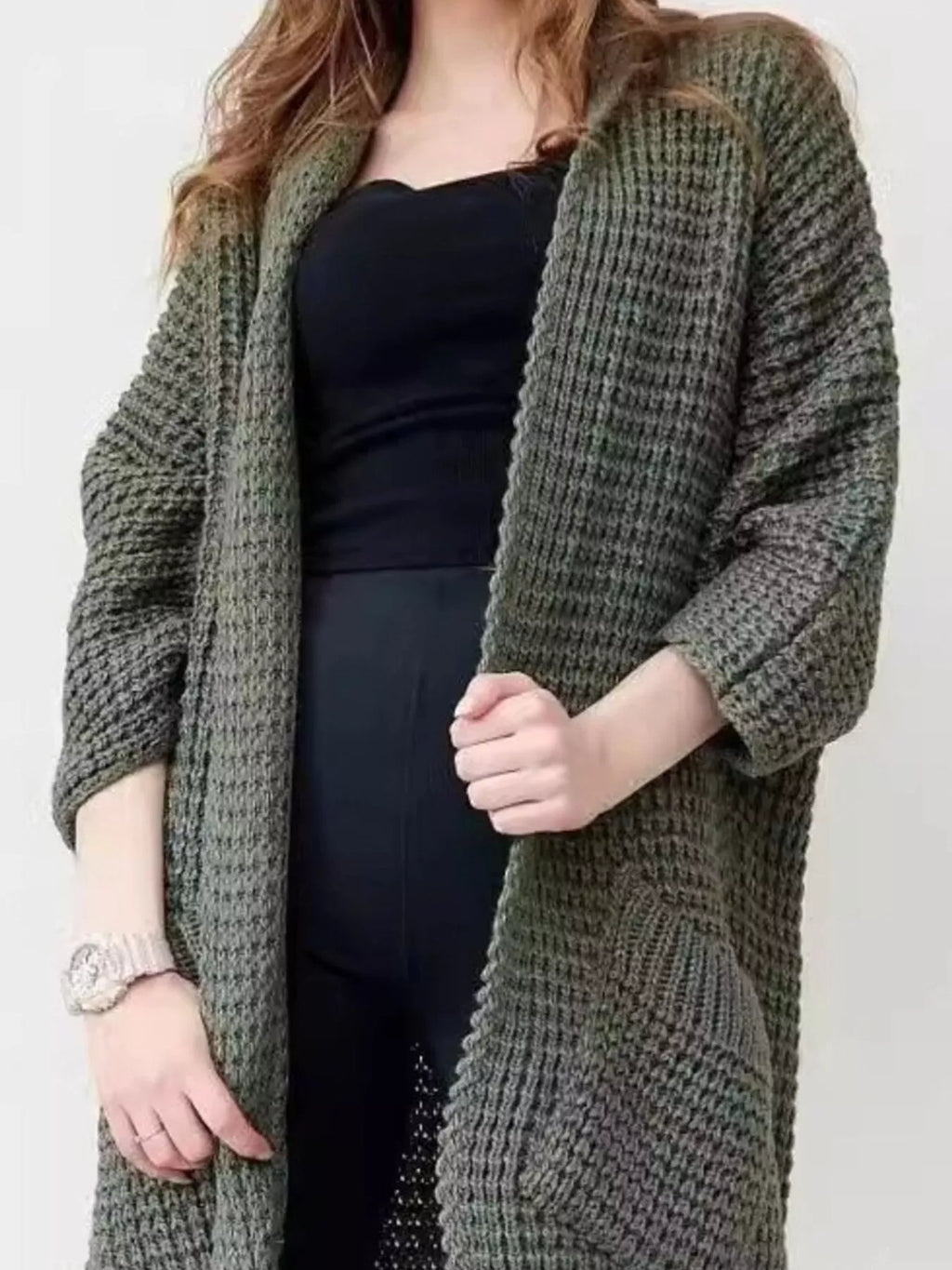 Full Size Chunky Knit Open Front Cardigan Plus Size