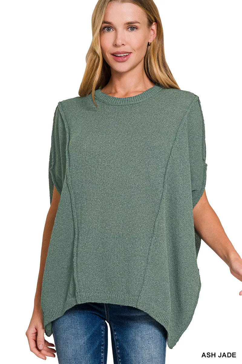 Zenana Drop Shoulder Short Sleeve Knit Top