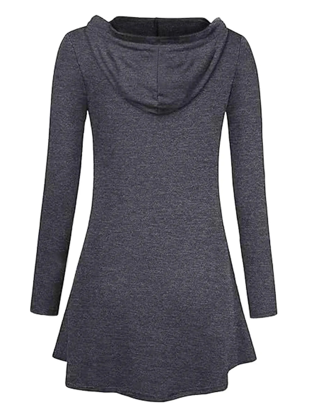 Longline Hooded Zip-Up Cardigan Coat with Flared Hem