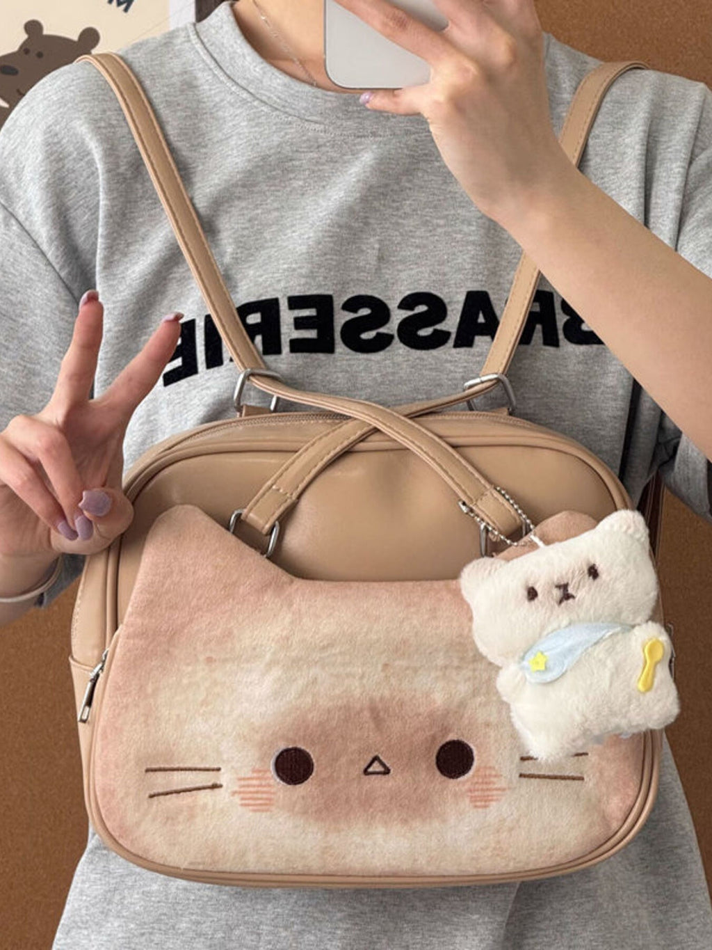 Cat Shoulder Bag with Charm
