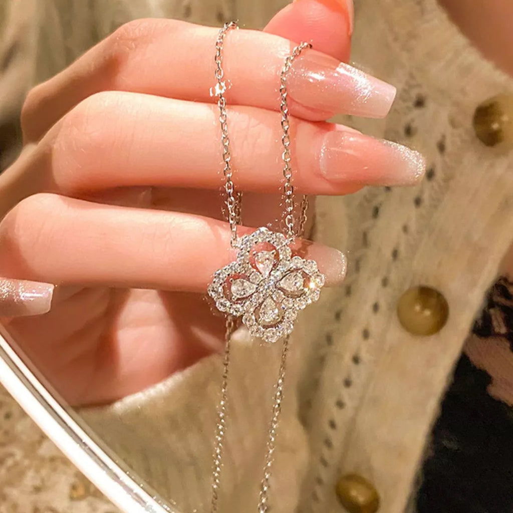 Moissanite 925 Sterling Silver Clover Pendant Necklace