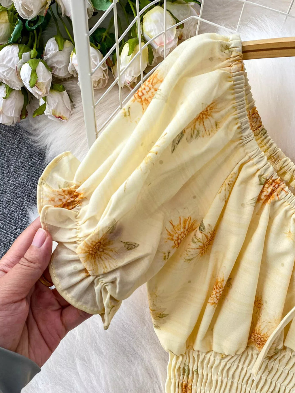 Smocked Floral Top and Skirt Set