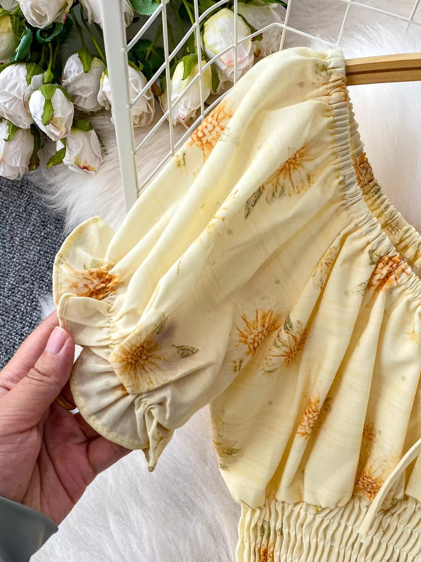 Smocked Floral Top and Skirt Set