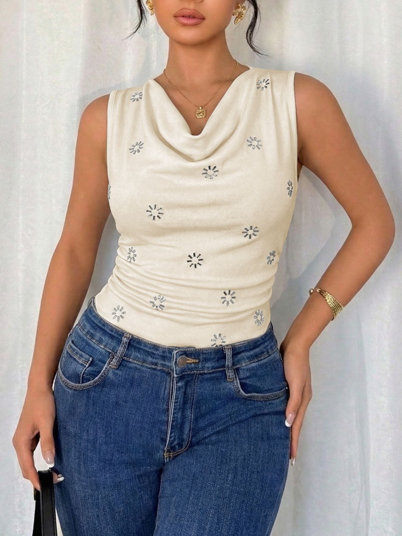 Cowl Neck Sleeveless Bodysuit