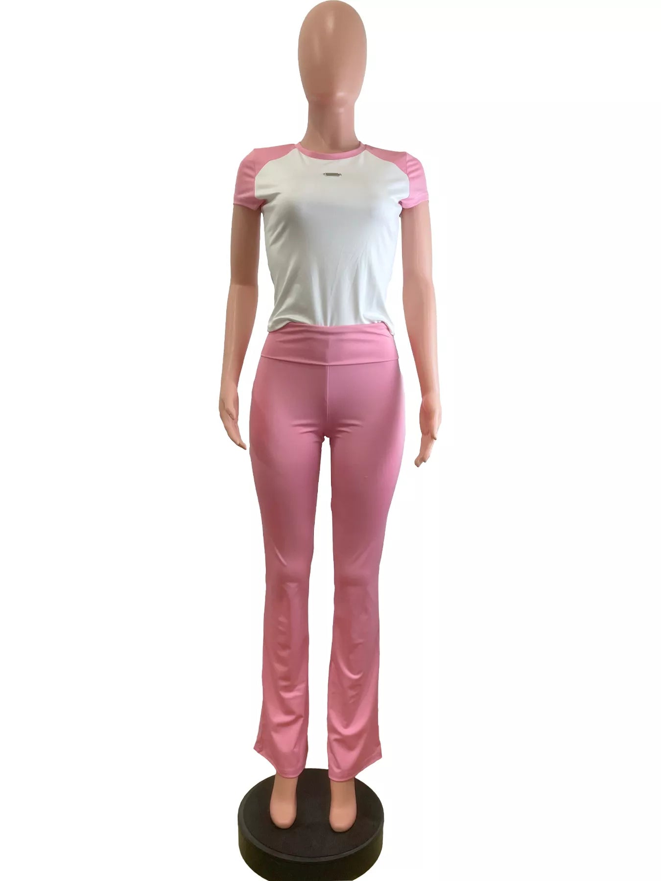 Contrast Short Sleeve Tee and Pants Set