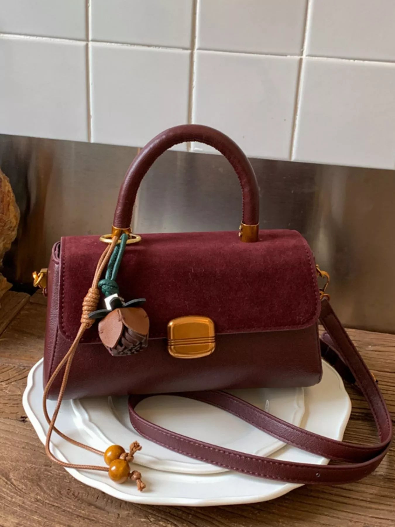Flap Crossbody Bag with Charm
