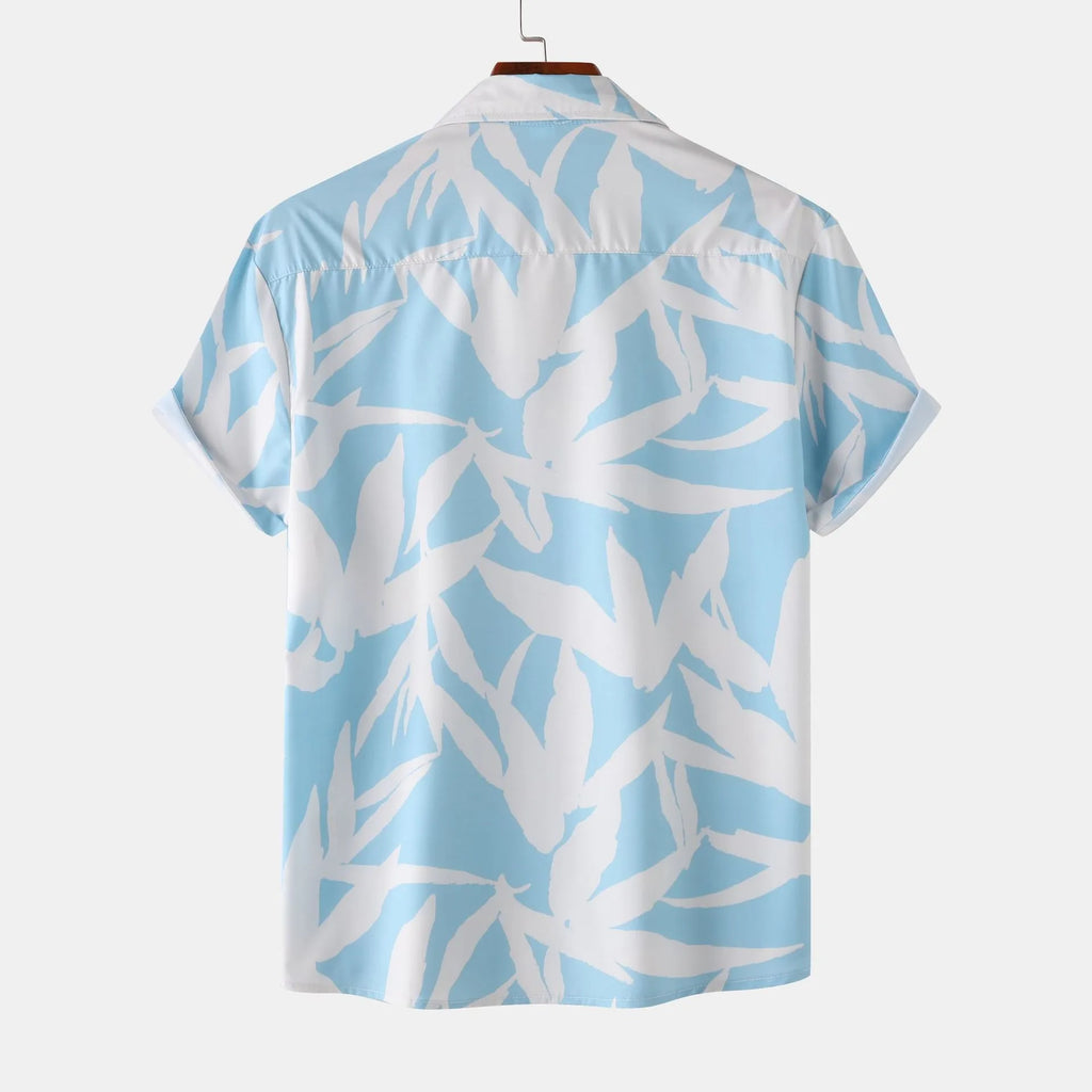 Men's Printed Button Up Short Sleeve Shirt