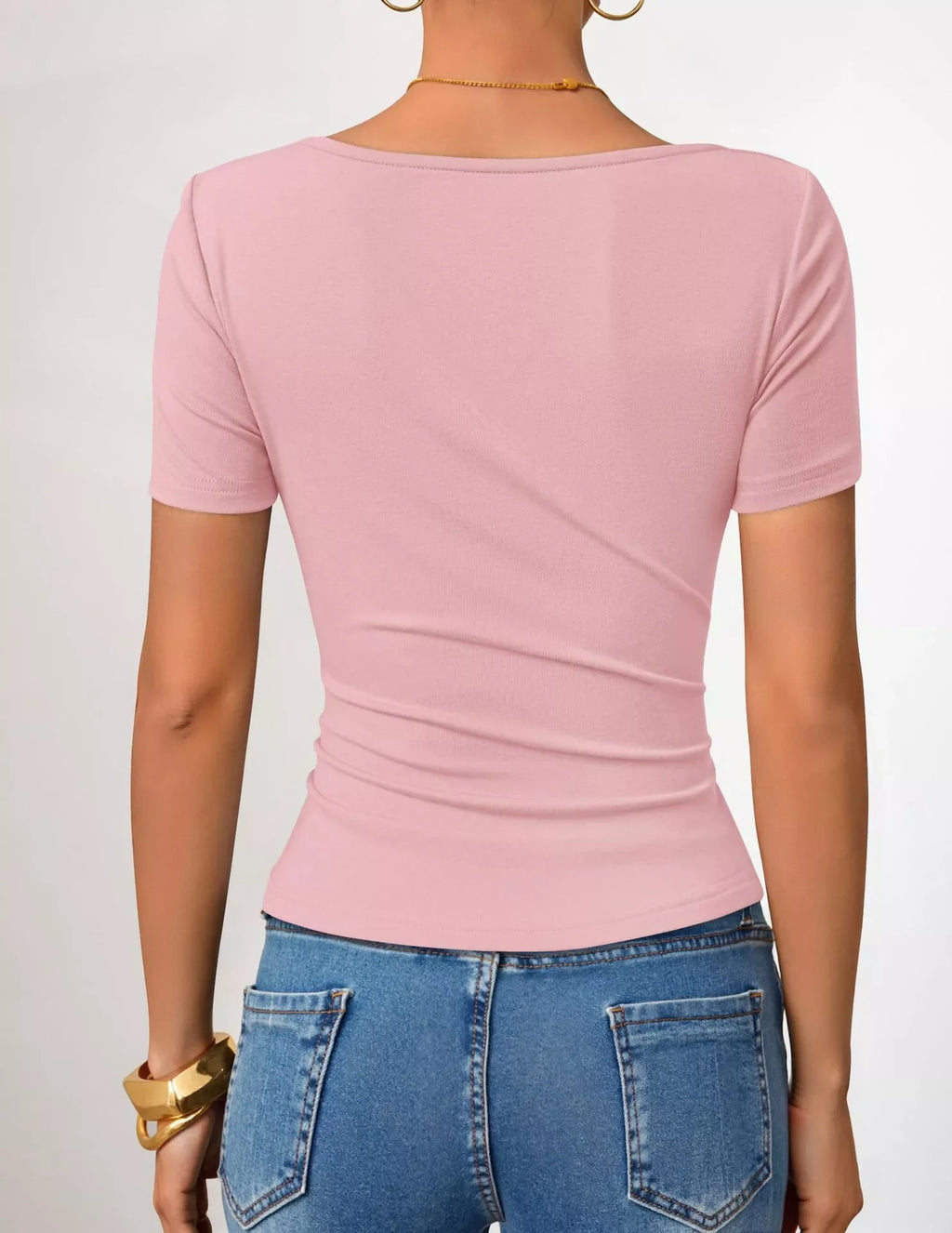 Asymmetrical Neckline Fitted T-Shirt